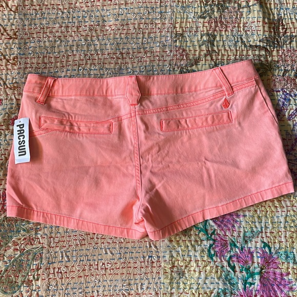 Retro Volcom Short Shorts // Neon Pastel Coral // 9 - Picture 4 of 6